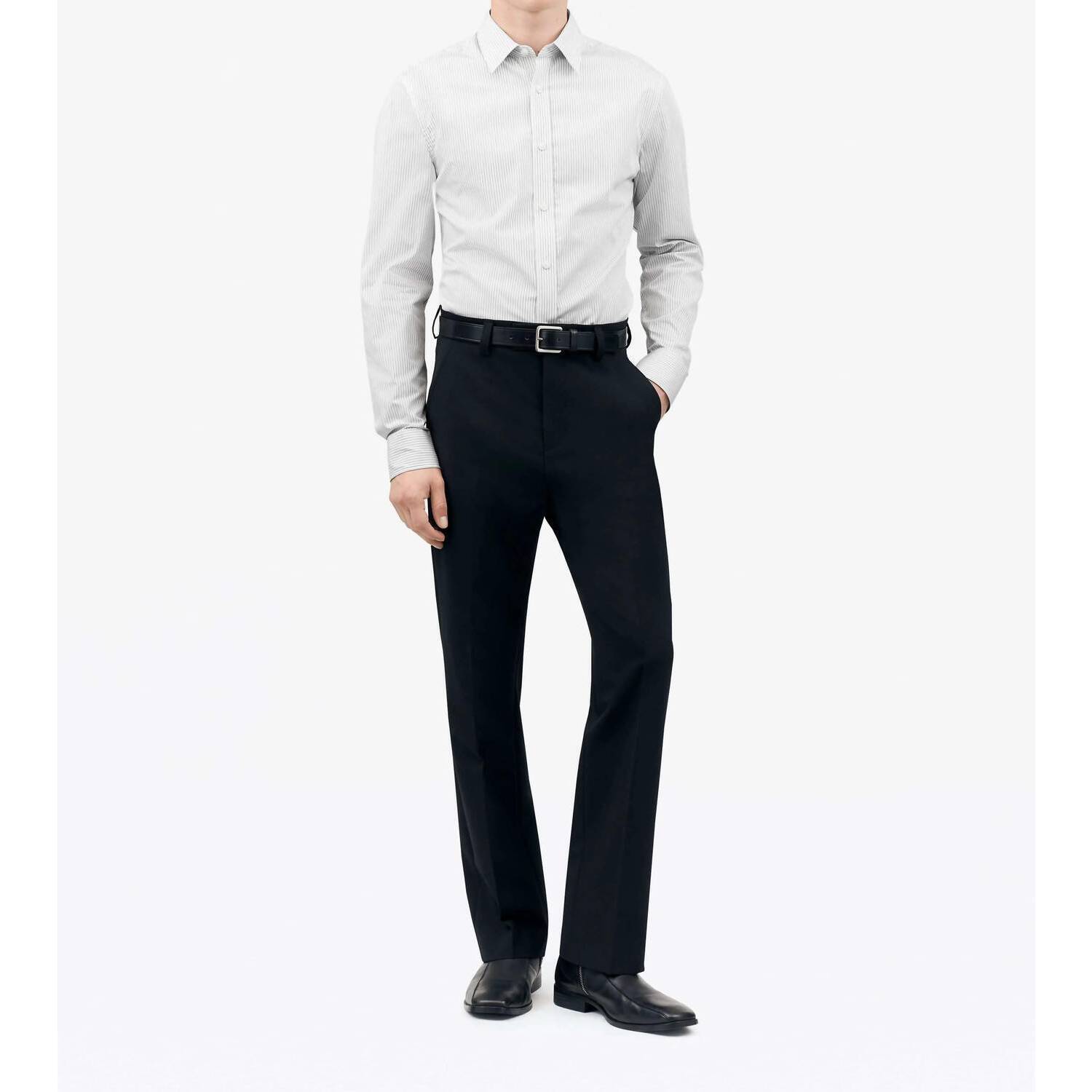 New Tiger Of Sweden Adley Pinstriped Dress Shirt In Pure White
